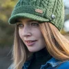 Aran Cable Knit Peak Hat Green