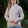 Aran Cable Knit Side Zip Parsnip
