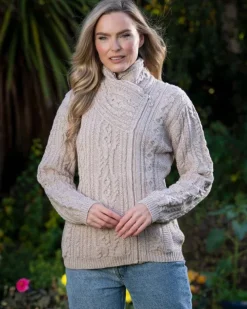 Aran Cable Knit Side Zip Parsnip