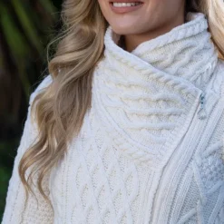 Aran Cable Knit Side Zip Natural