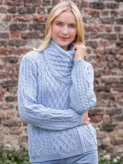 Aran Cable Knit Side Zip Sky