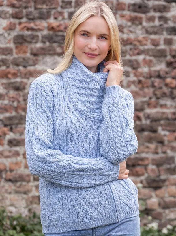 Aran Cable Knit Side Zip Sky