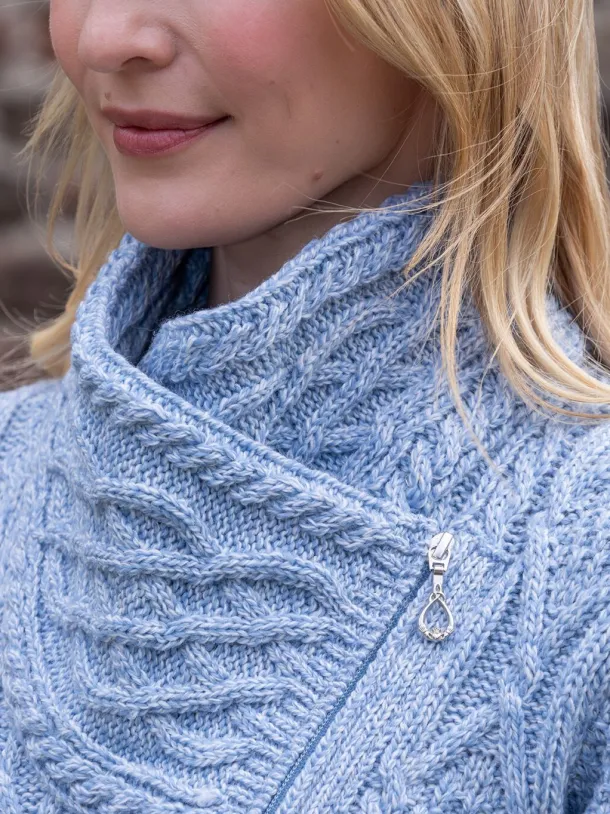 Aran Cable Knit Side Zip Sky