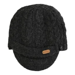 Aran Cable Peak Hat Charcoal