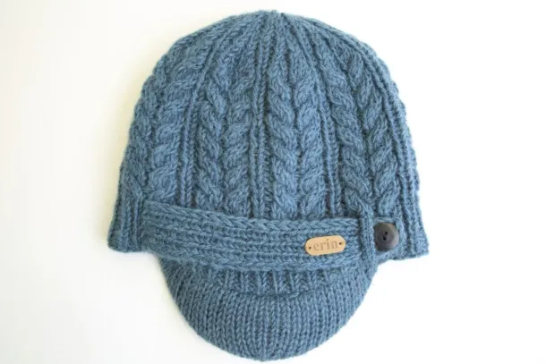 Aran Cable Peak Hat Denim