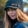 Aran Cable Peak Hat Lined Charcoal