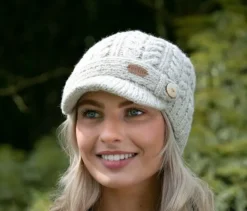 Aran Cable Peak Hat Oat