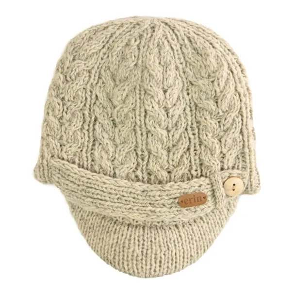 Aran Cable Peak Hat Oat