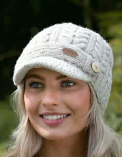 Aran Cable Peak Hat Oat