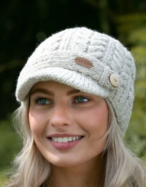 Aran Cable Peak Hat Oat