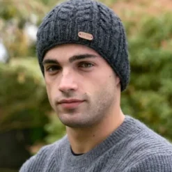 Aran Cable Pullon Hat Charc