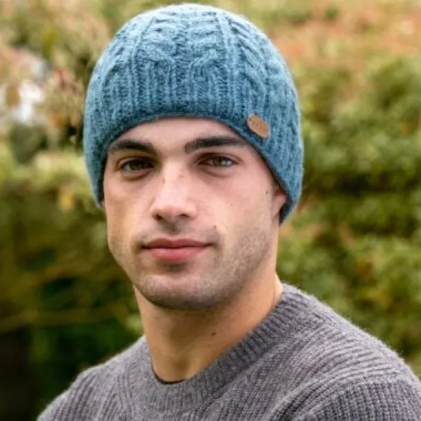 Aran Cable Pullon Hat Denim