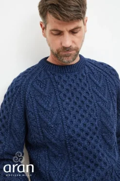 Aran Handknit Sweater Nightshade Navy