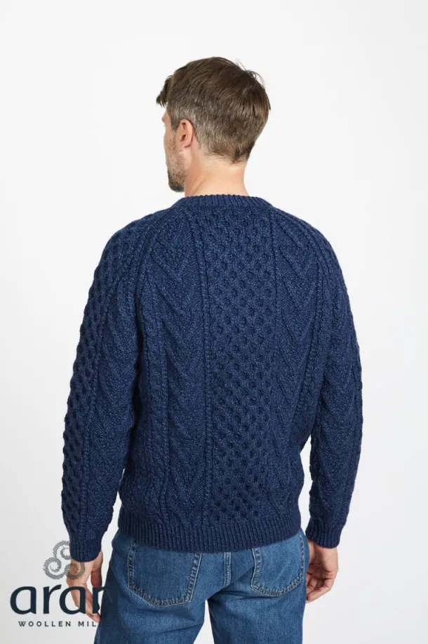 Aran Handknit Sweater Nightshade Navy