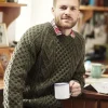 Aran Handknit Sweater S157 Green
