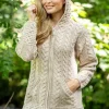 Aran Hooded Coat with Celtic Knot Zipper