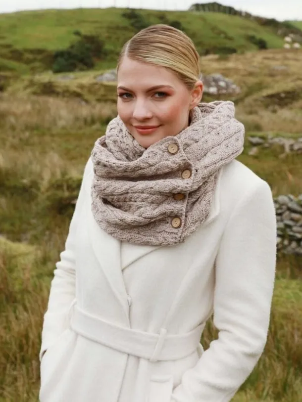 Aran Infinity Scarf Beige