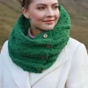 Aran Infinity Scarf Lime Green