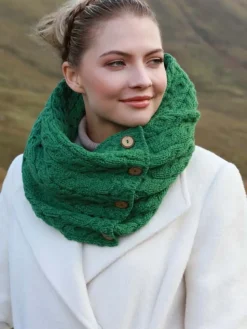 Aran Infinity Scarf Lime Green