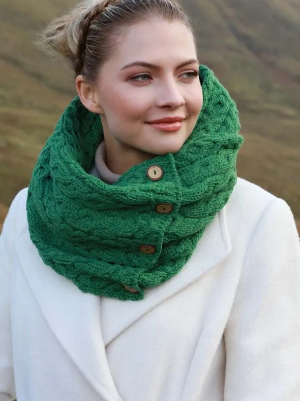 Aran Infinity Scarf Lime Green
