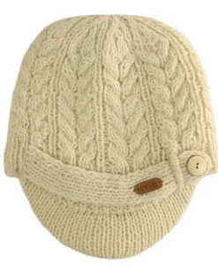 Aran Peak Cable Hat Natural White