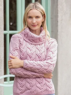 Aran Super Soft Aran Chunky Sweater Pink