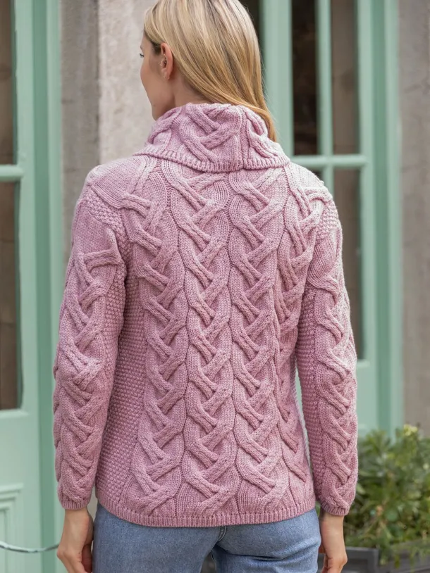 Aran Super Soft Aran Chunky Sweater Pink