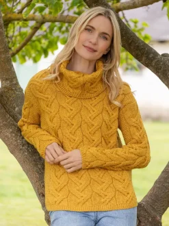 Aran Super Soft Cowl Neck Sweater Sunshine