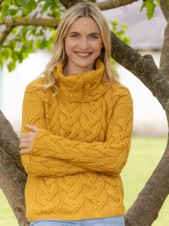 Aran Super Soft Cowl Neck Sweater Sunshine