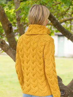 Aran Super Soft Cowl Neck Sweater Sunshine