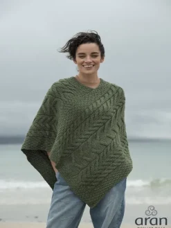 Aran Super Soft Poncho Green
