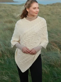 Aran Super Soft Poncho Natural