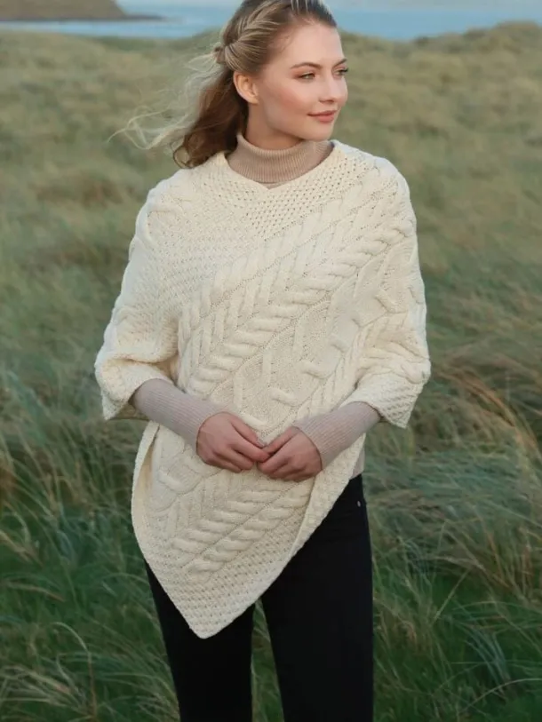 Aran Super Soft Poncho Natural
