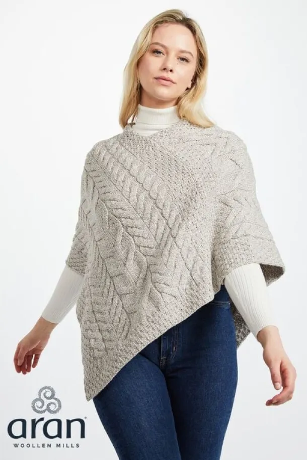 Aran Super Soft Poncho Oatmeal