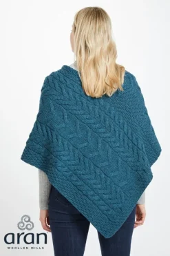 Aran Super Soft Poncho Teal