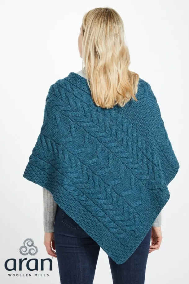 Aran Super Soft Poncho Teal