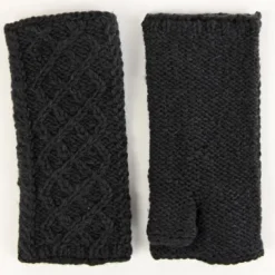 Aran Trellis Handwarmers Charcoal