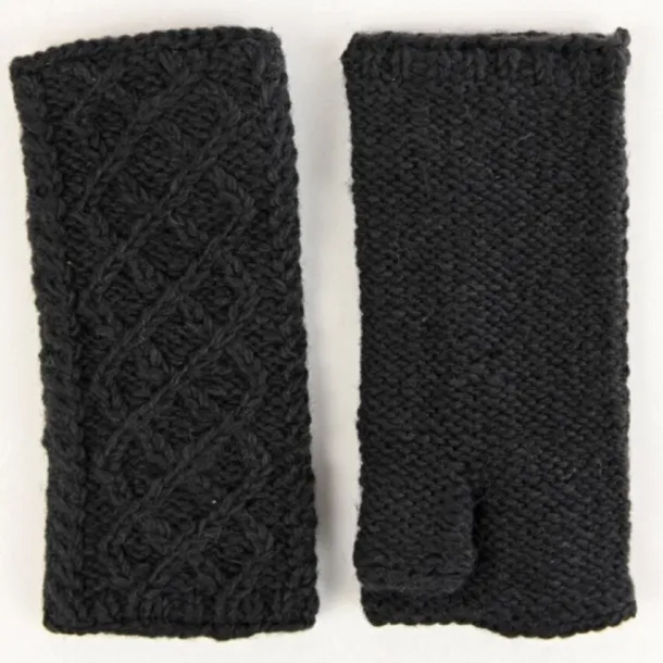 Aran Trellis Handwarmers Charcoal