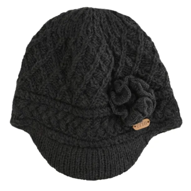 Aran Trellis Peak hat Charcoal