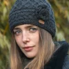 Aran Trellis Pullon Hat Charcoal