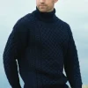 Aran Turtleneck Sweater Navy