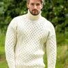 Aran Turtleneck Sweater Natural