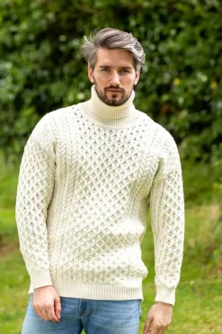 Aran Turtleneck Sweater Natural