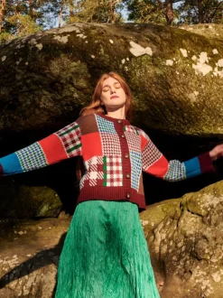 Autumn Patchwork Cardigan 100% Fine Merino Wool
