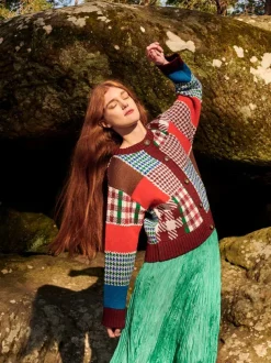 Autumn Patchwork Cardigan 100% Fine Merino Wool