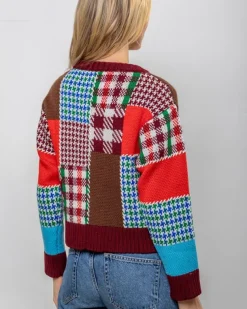 Autumn Patchwork Cardigan 100% Fine Merino Wool