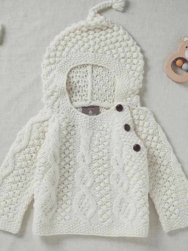 Baby Handknit Irish Aran Hoody