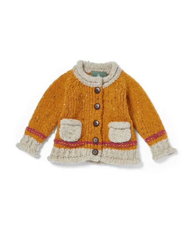 Baby Roll Neck Cardigan Mustard