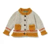 Baby Roll Neck Cardigan Natural Mustard