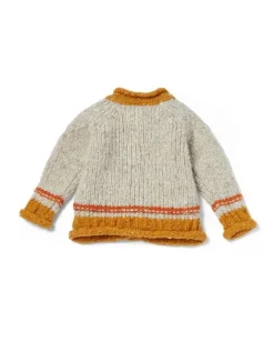 Baby Roll Neck Cardigan Natural Mustard